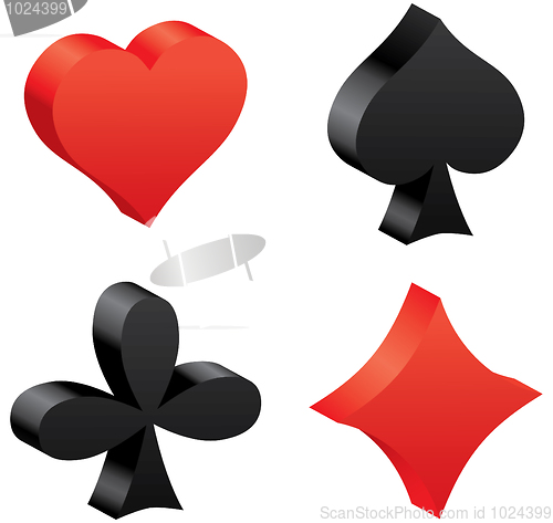 Image of 3d game cards symbols.