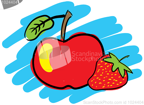 Image of Strawberry and red apple.