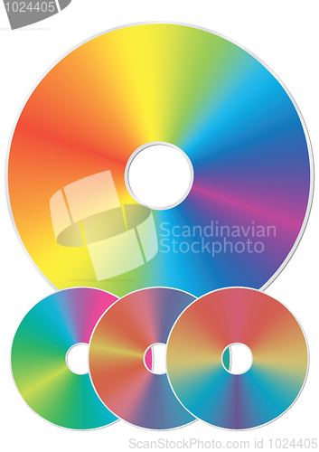 Image of Compact disk with rainbow reflections.