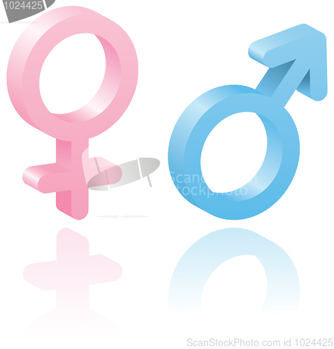 Image of 3d male and female symbols.