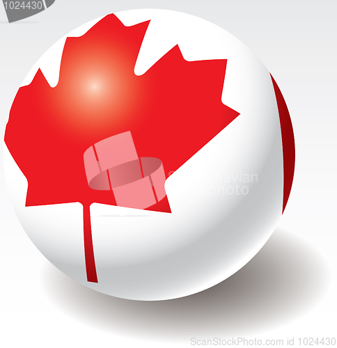 Image of Canada flag texture on ball.