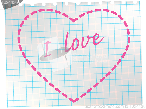 Image of Heart on notepad sheet.