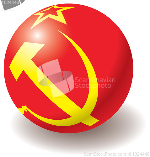 Image of USSR flag texture on ball.