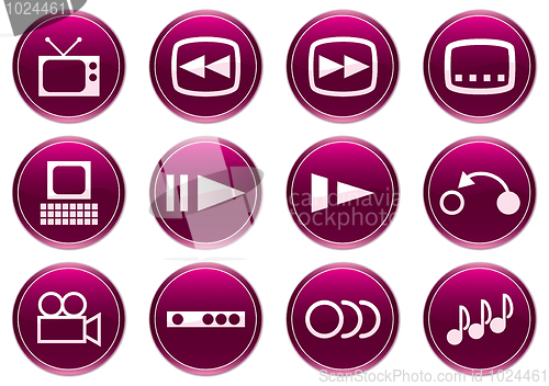 Image of Gadget icons set. White - purple palette.