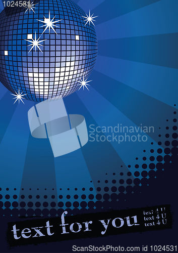 Image of Disco ball on dark blue.