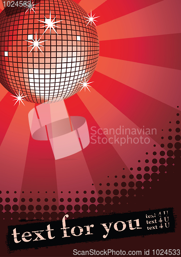 Image of Disco ball on red.