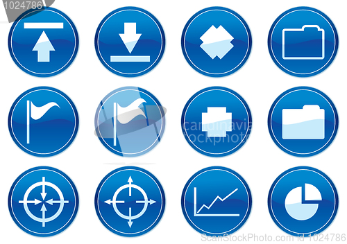 Image of Gadget icons set. White - dark blue palette.