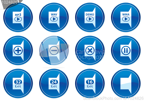 Image of Gadget icons set. White - dark blue palette.