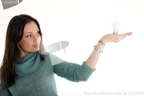 Image of Portrait of a young girl with bulb    