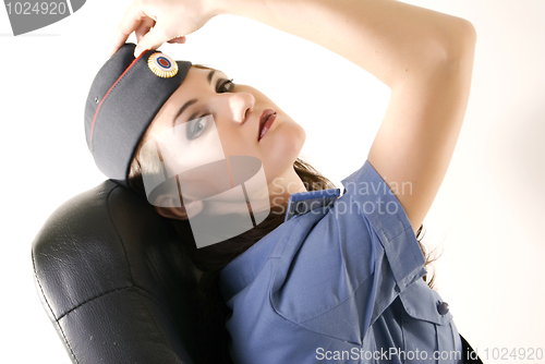 Image of Young attractive woman-policeman 