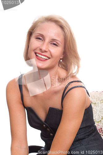 Image of Smiling woman isolated on white background 