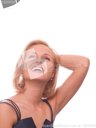 Image of Smiling woman isolated on white background 