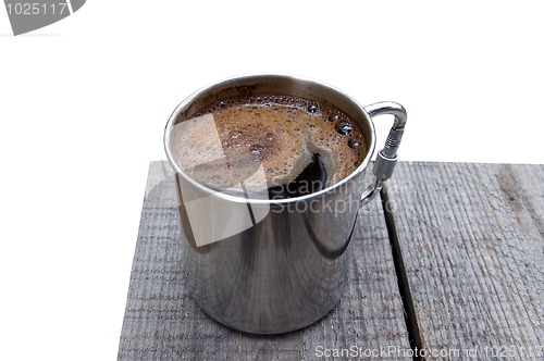 Image of Metal mug of coffee