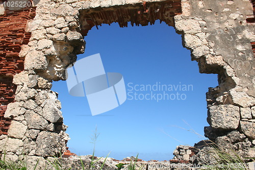 Image of Ruin Wall with Blue Sky