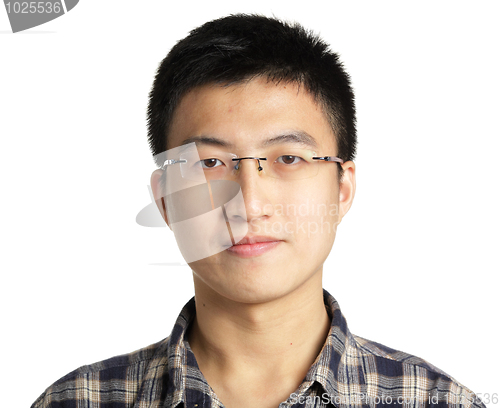 Image of asian man with glass