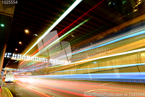 Image of traffic in city at night