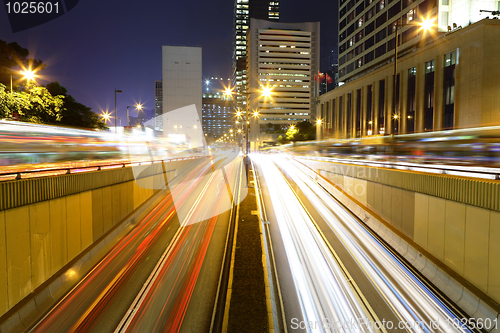 Image of traffic in city at night