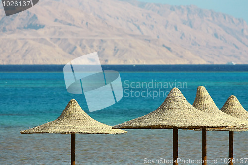 Image of Umbrellas, Mount and Red Sea