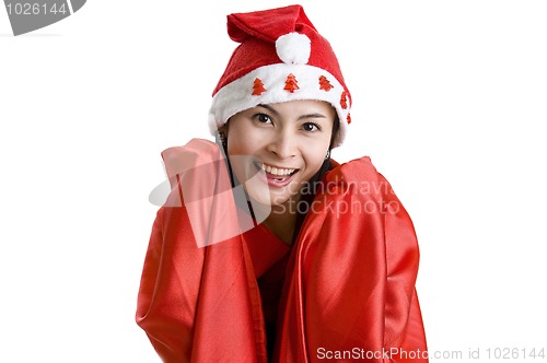 Image of woman with santa claus hat