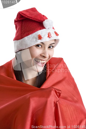 Image of woman with santa claus hat