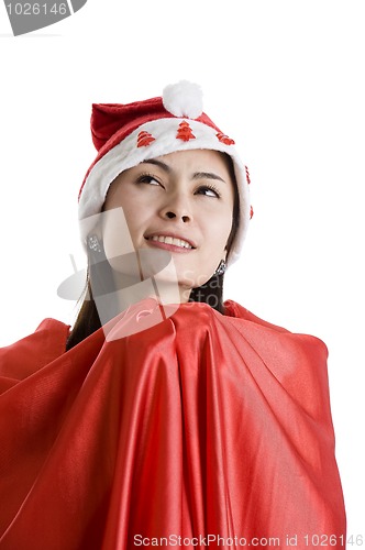 Image of woman with santa claus hat