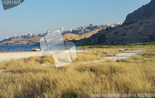 Image of The shore of lake Kinneret in the evening