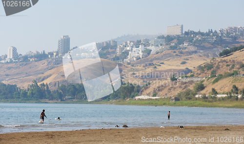 Image of The shore of lake Kinneret in the morning