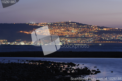 Image of city of Tiberias at night