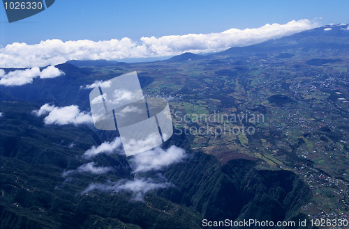 Image of Aerial view of gorge and Cafres plain Reunion island