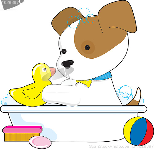 Image of Cute Puppy Bath