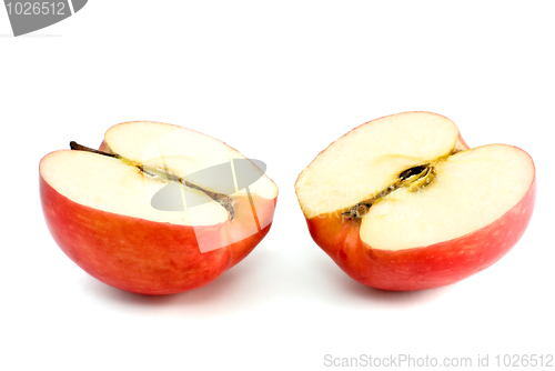 Image of Two red apple halves