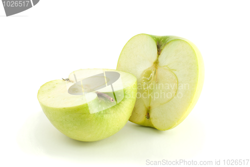 Image of Two green apple halves