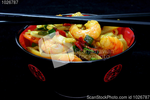 Image of Pasta with shrimp Asia