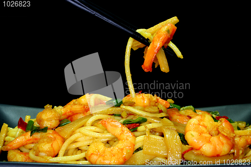 Image of Pasta with shrimp Asia