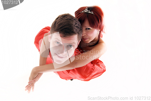 Image of Young couple  in red 