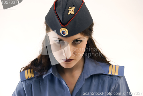 Image of Young attractive woman-policeman  