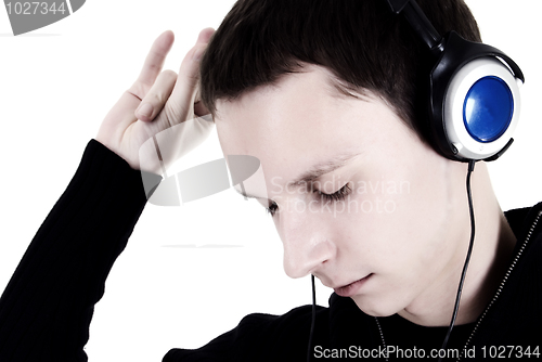 Image of Young man in headphones   