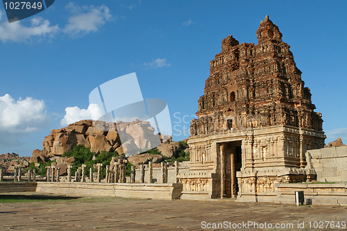 Image of Vittala temple in Hampi, Karnataka province, South India, UNESCO world heritage site.