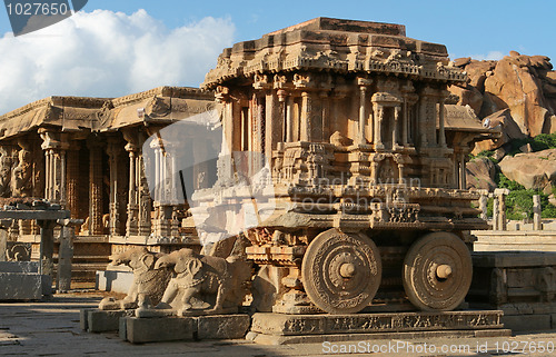 Image of Stone chariot. Vittala temple. Hampi - UNESCO World Heritage Site. India