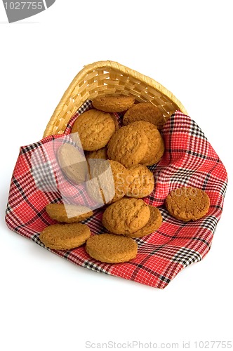 Image of Oatmeal cookies with a red cloth