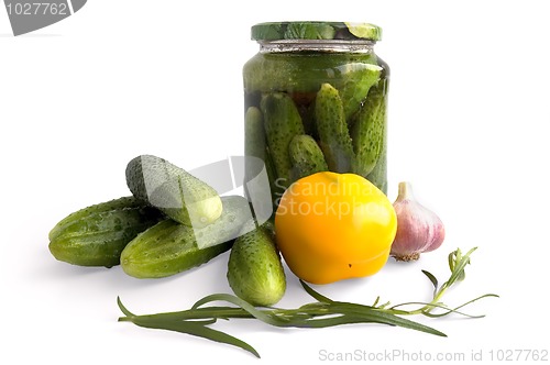 Image of Pickled cucumber in glass jar