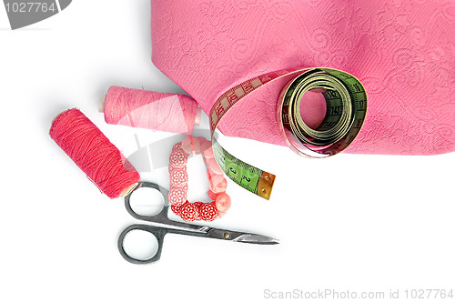 Image of Pink accessories with fabric
