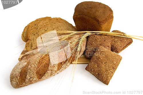 Image of Rye bread with stalks of rye