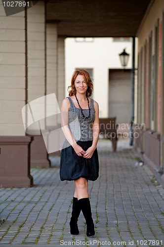 Image of Beauty woman on the pavement street.