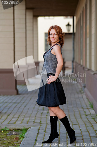Image of Beauty woman on the pavement street.