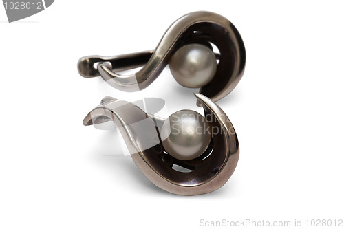 Image of Silver Earrings with Pearl isolated