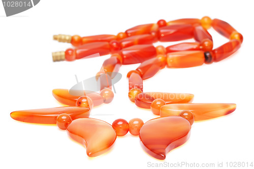 Image of Reddish Amber Beads isolated