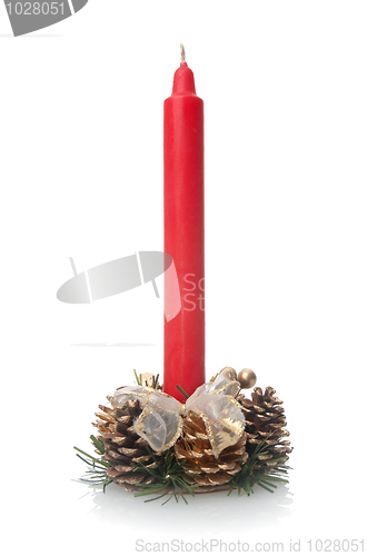 Image of Traditional Christmas red candle