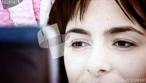 Image of Young woman with laptop 