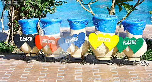 Image of Colorful Recycle Bins